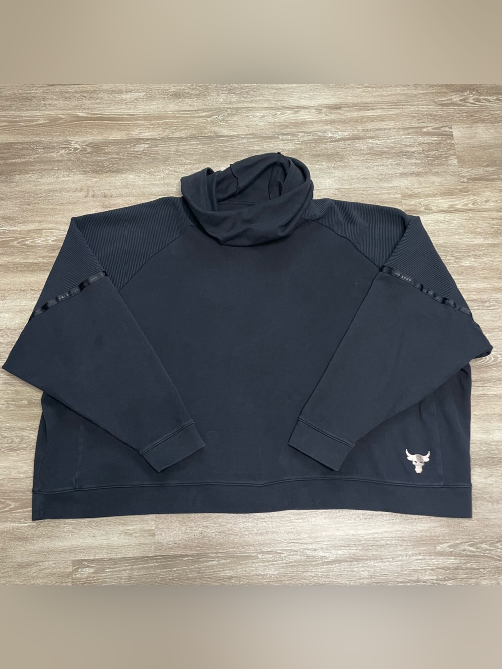 Under Armour Project Rock Black Doubleknit Hoodie Loose 1332575 Women's XL